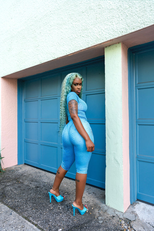 blue exclusive croc print choii$ii outfit